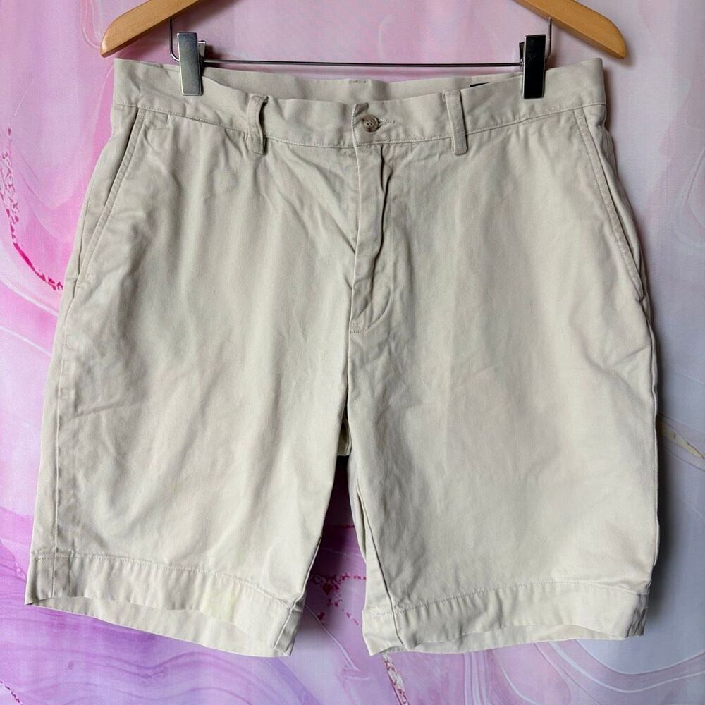 Polo Ralph Lauren 33 Cream Khaki Chino Shorts Preppy Luxury Boardwalk Sporty
